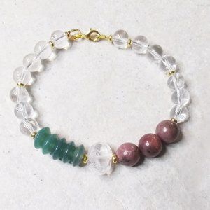 Clear Quartz & Green Agate & Rhodonite - Heart Healing & Self Love Bracelet